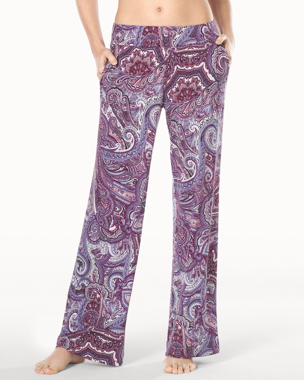 Embraceable Cool Nights Tall Inseam Pajama Pants Fanciful Scroll Grape