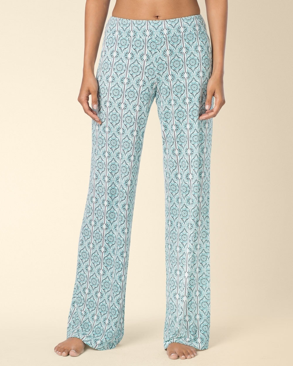 Embraceable Cool Nights Pajama Pants Ornate Geo Ivory