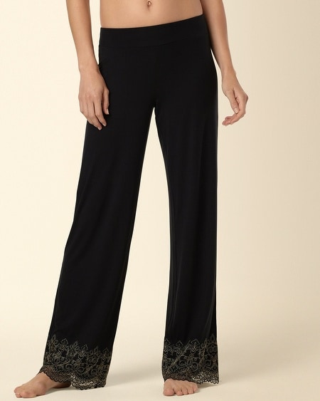 Scroll Lace Pajama Pant Black/Gold REG