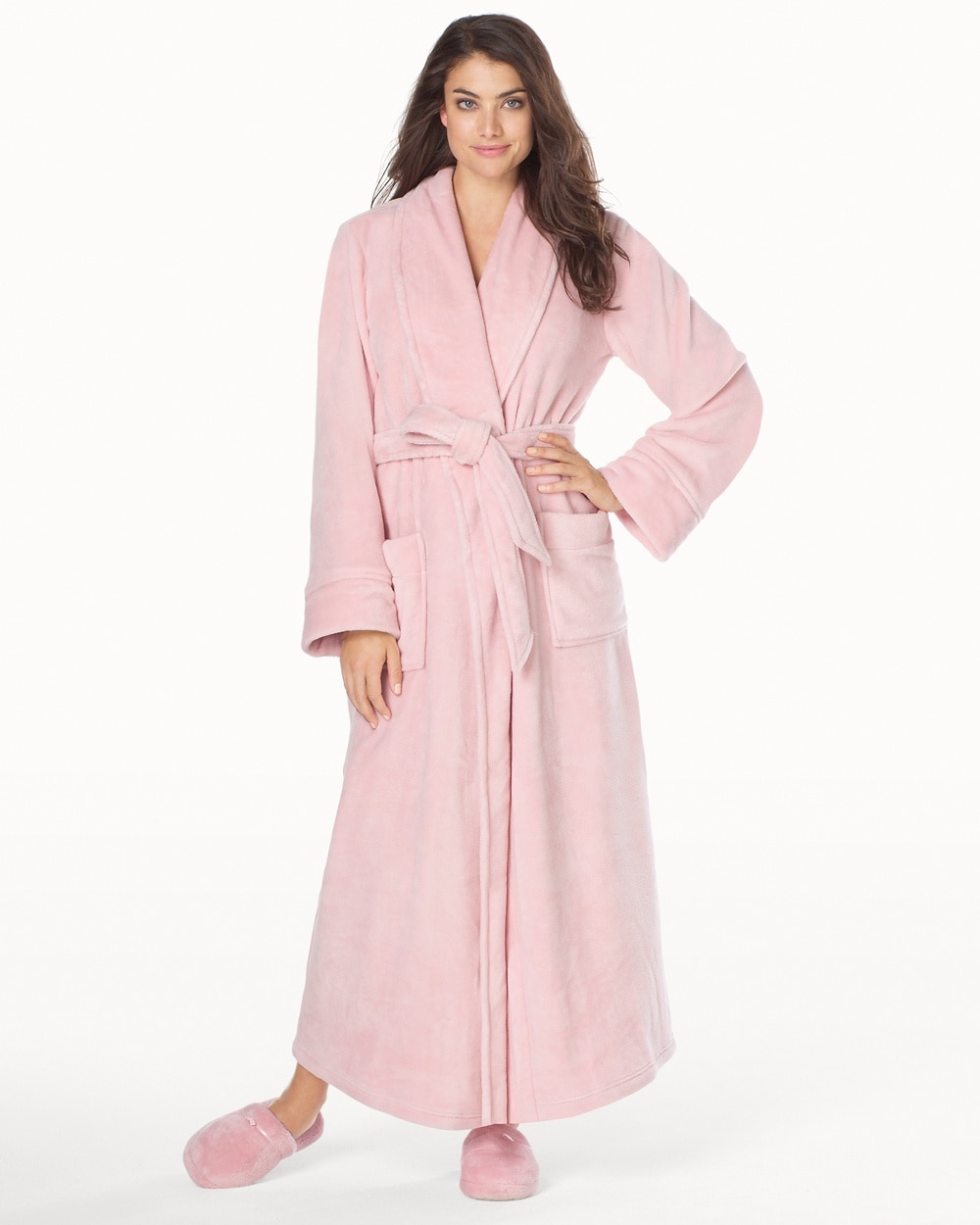 Embraceable Long Plush Robe Pink Romance