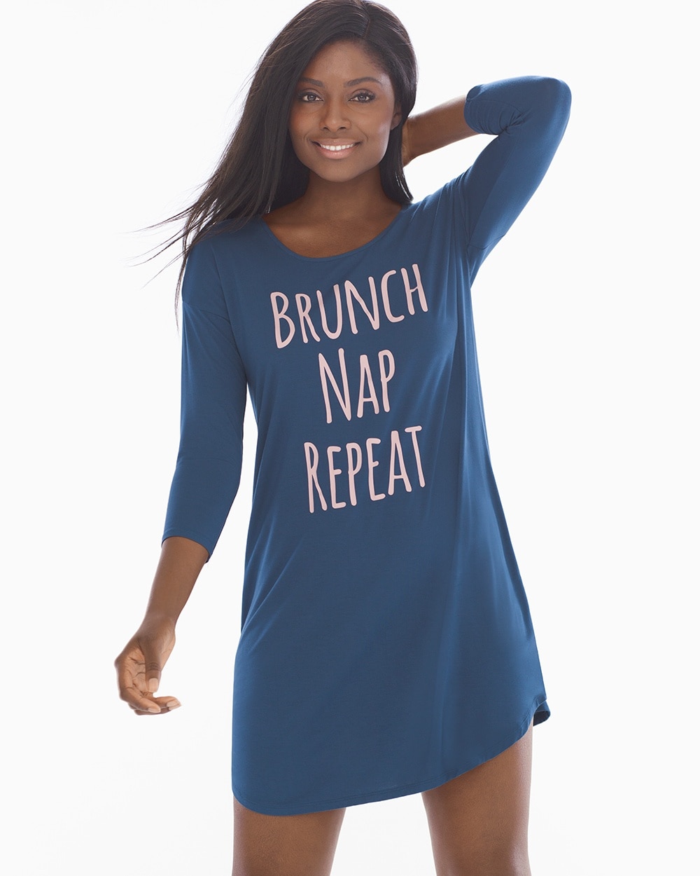Cool Nights Relaxed Sleepshirt Brunch Graphic Ink Blue