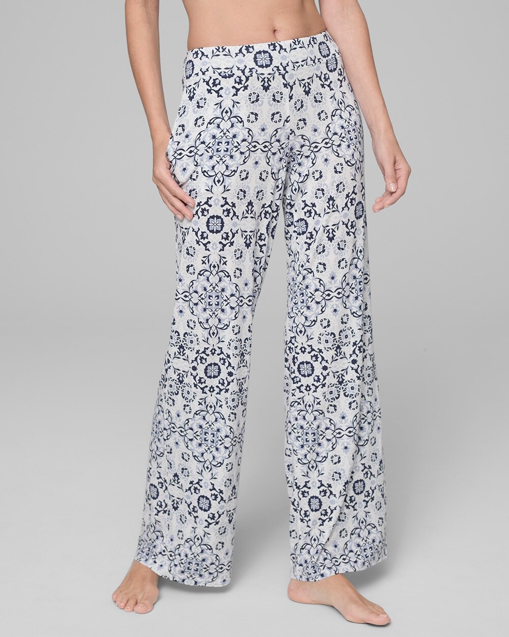 Cool Nights Pajama Pants Stately Ivory Navy