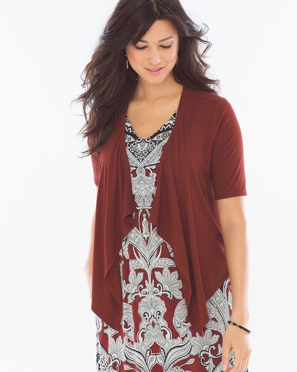 Short Sleeve Convertible Wrap Deep Fig