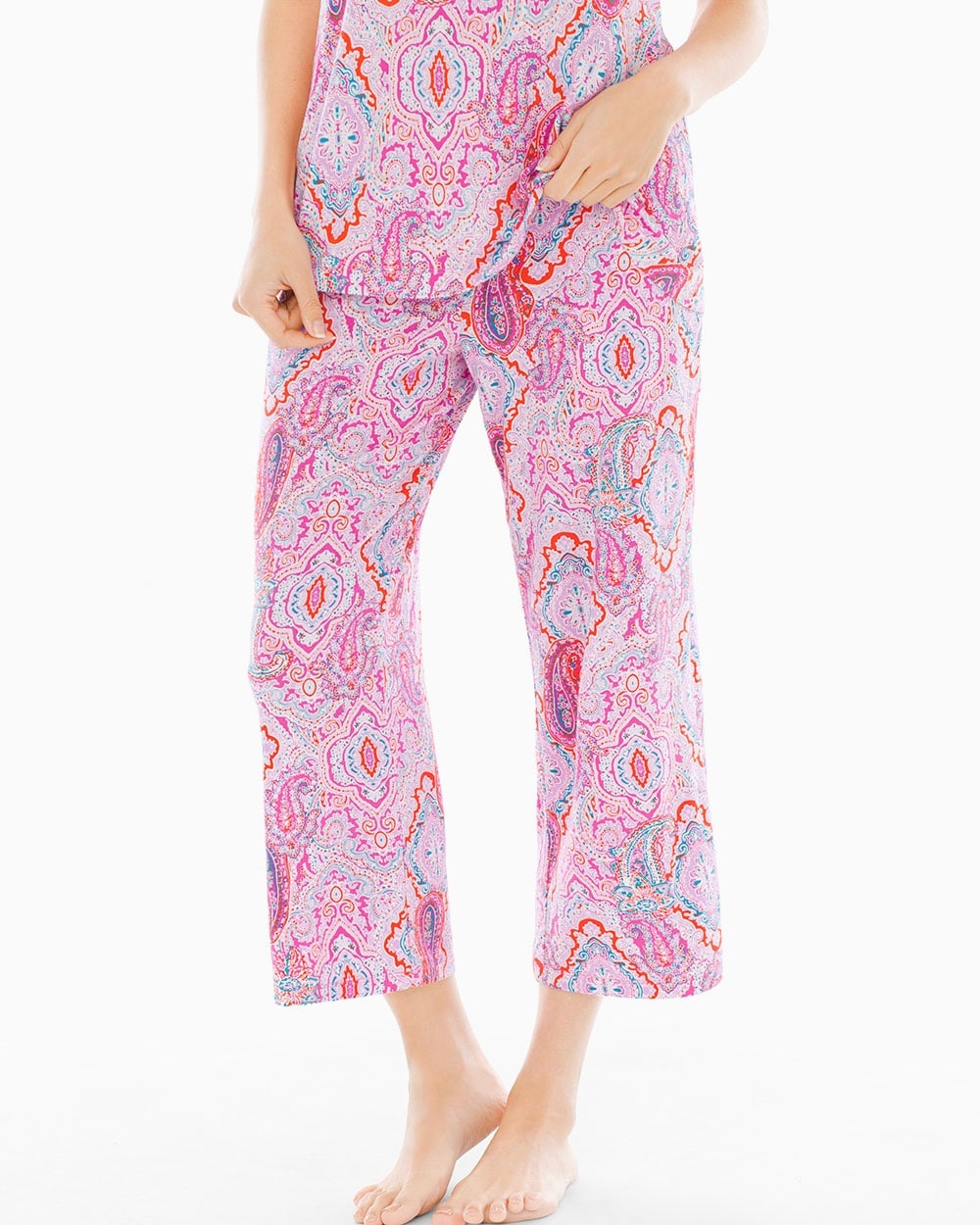 Embraceable Cool Nights Crop Pajama Pants Cape Paisley Rose Violet