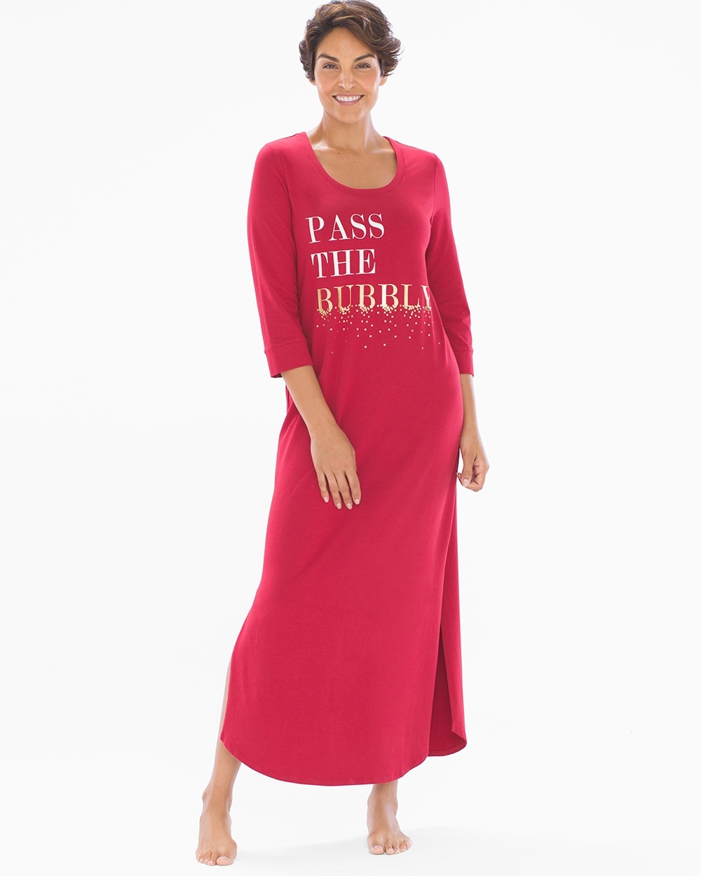 Embraceable Long Sleepshirt Pass The Bubbly Red