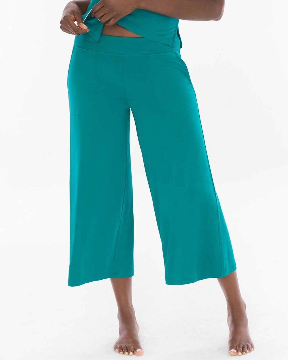 Cool Nights Full Pajama Crop Pants Deep Lake