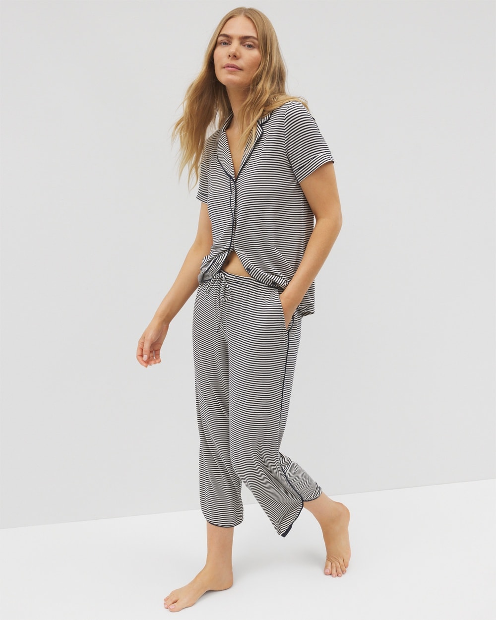 Cool Nights Piped Crop Pajama Pants