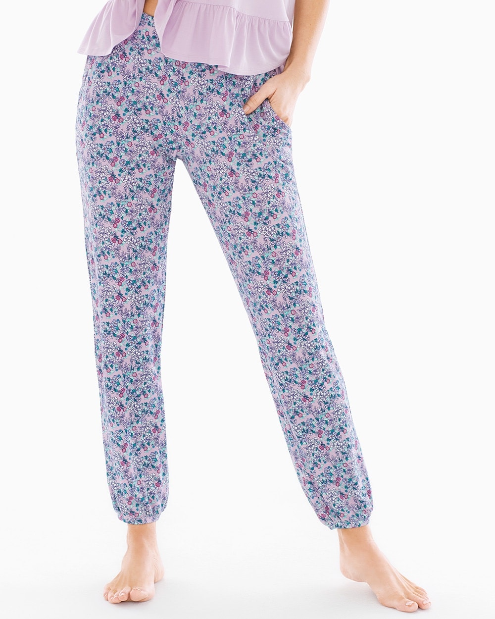 Cool Nights Banded Ankle Pajama Pants Bellissimo Ditsy Orchid