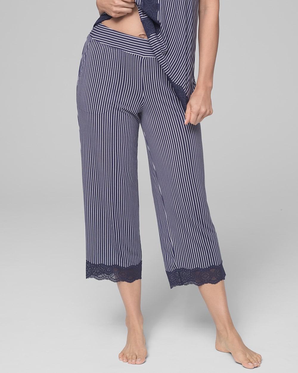 Cool Nights Lace Trim Crop Pajama Pants