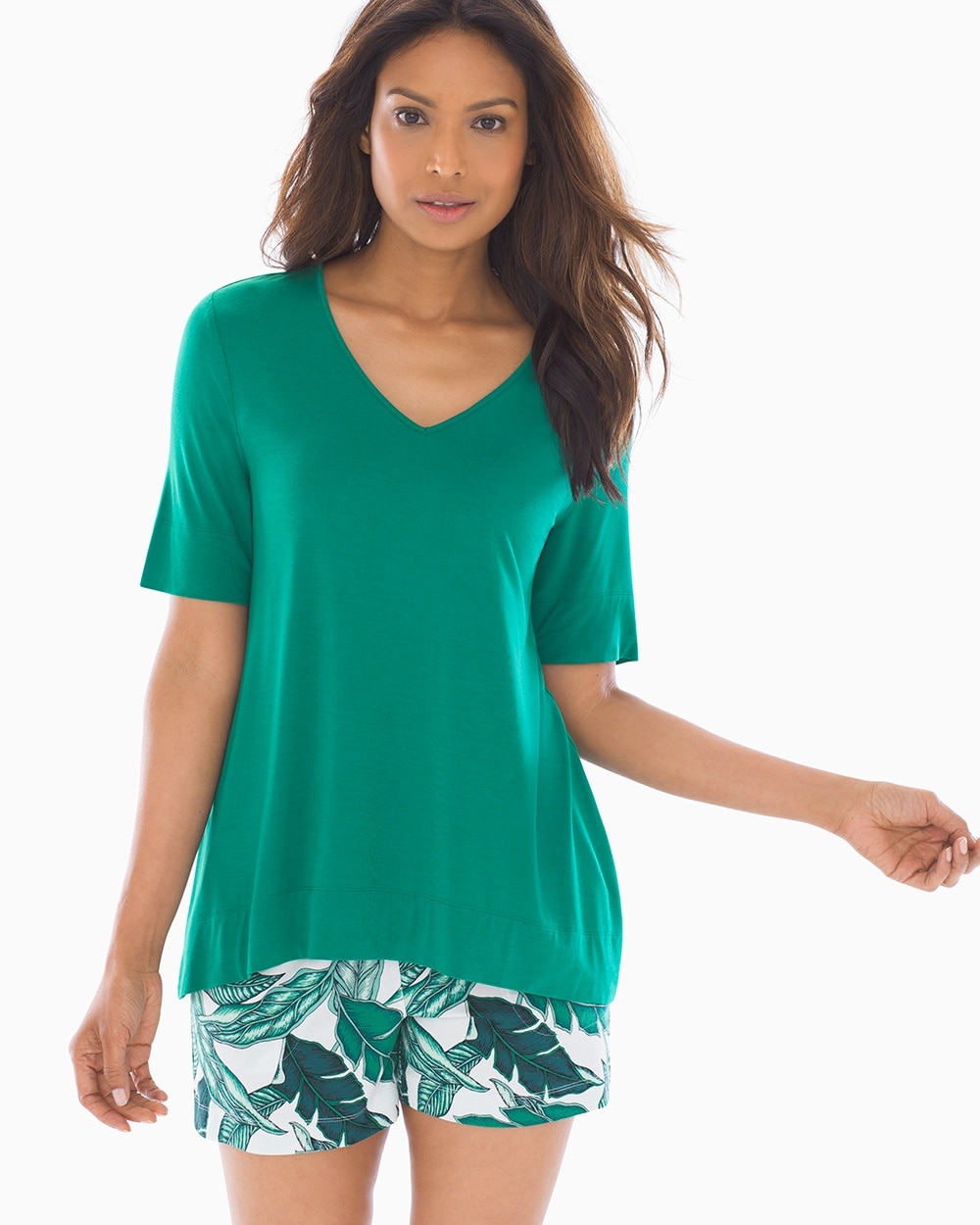 Cool Nights Short Sleeve Sharkbite Hem Pajama Tee Cadmium Green