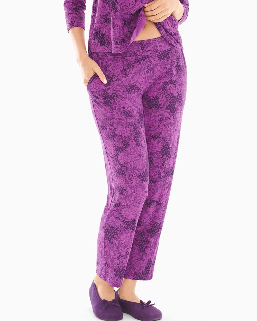 Cool Nights Ankle Pajama Pants Mademoiselle Rio Plum Black