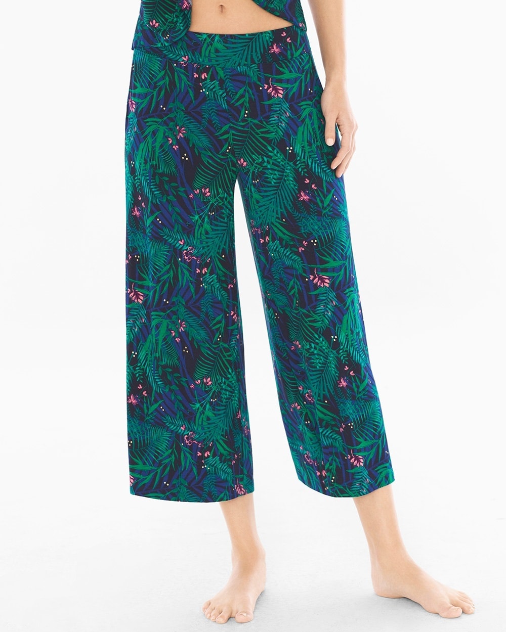 Cool Nights Full Pajama Crop Pants Amazon Palm Deep Lake