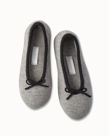 Drawcord Cashmere Slippers Heather Grey/Black