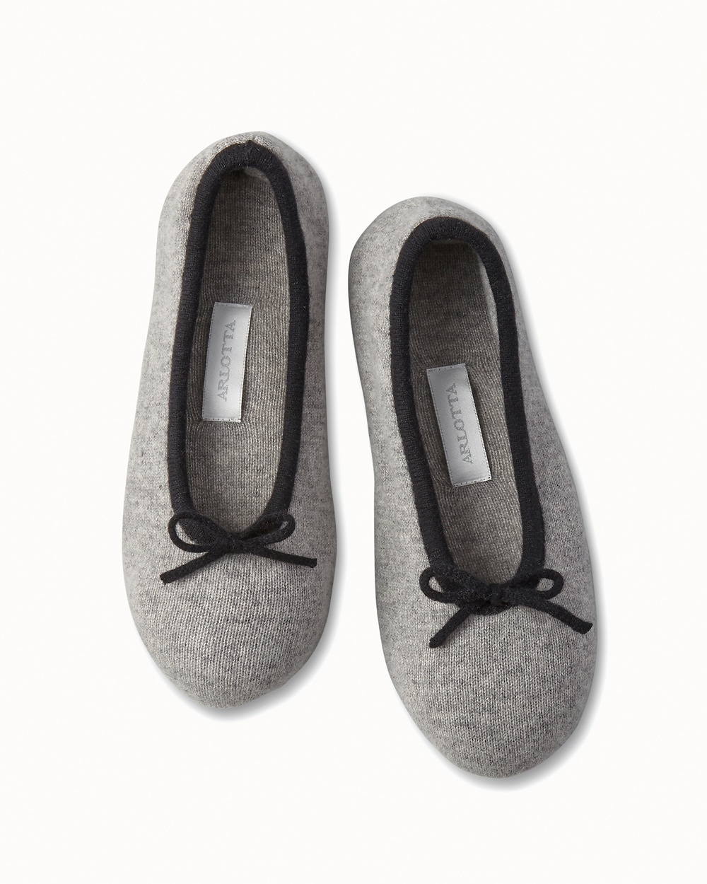 Arlotta Drawcord Cashmere Slippers Heather Grey And Black