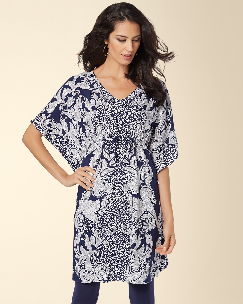 Cover Up Drawstring Caftan Perfect Paisley Medievel