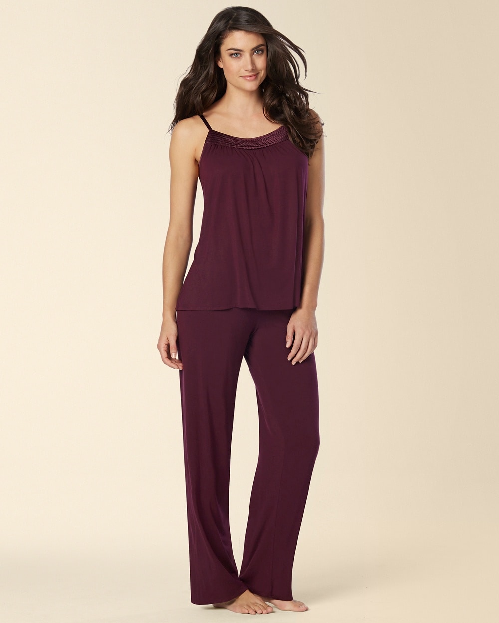 Midnight By Carole Hochman Looking for Love Pajama Pant Set Plum