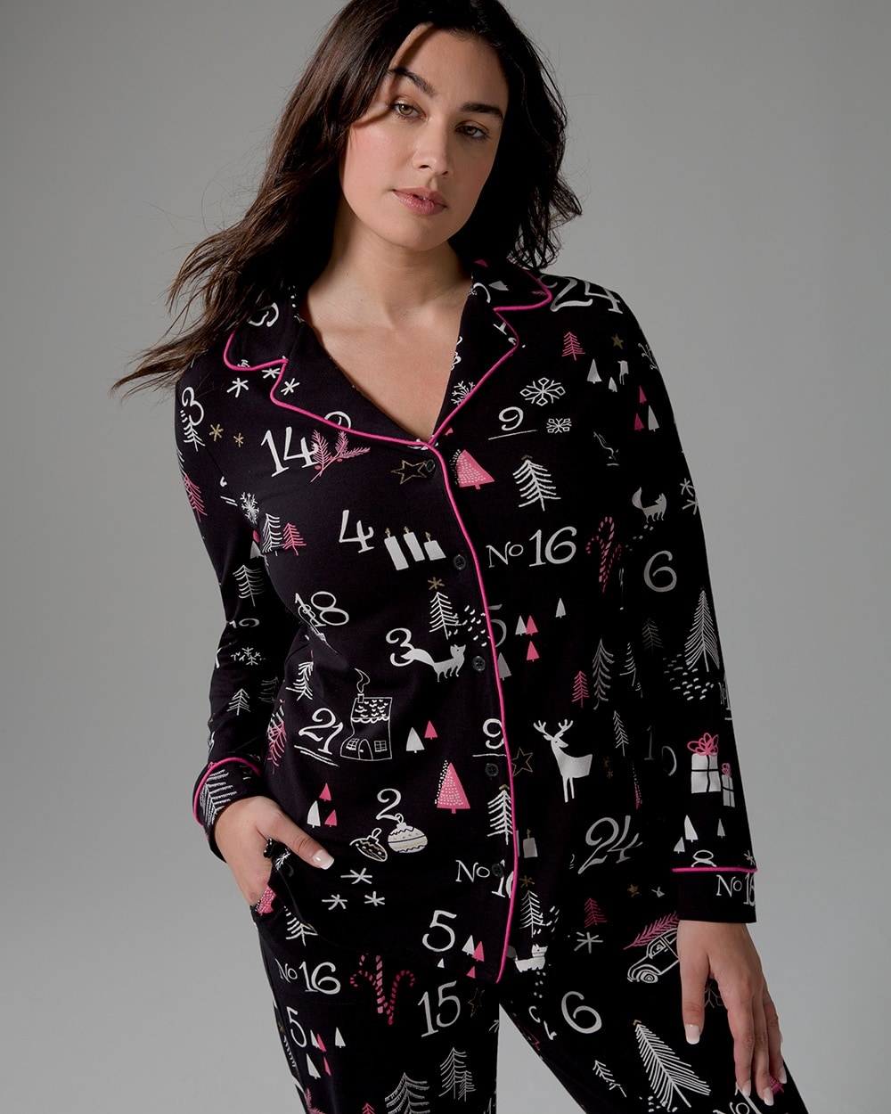 Embraceable Long Sleeve Notch Collar Pajama Top