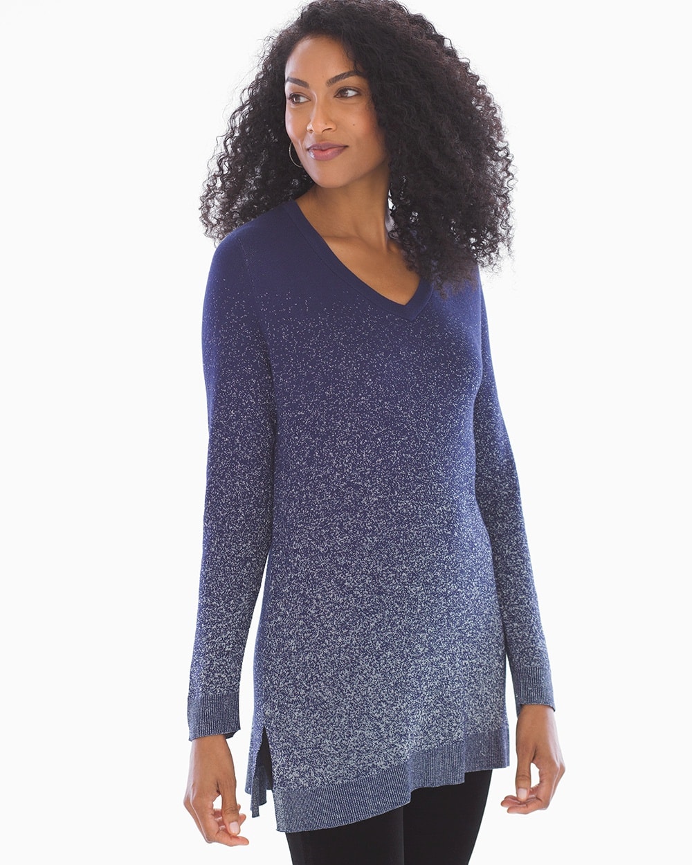 Lurex V-Neck Sweater Galaxy Blue/Silver Lurex