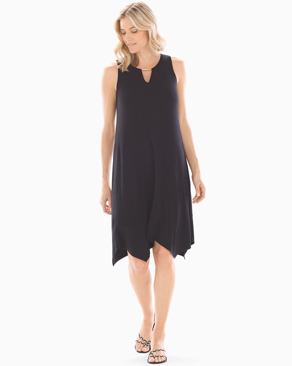 Soft Jersey Sleeveless Short Swing Dress Black