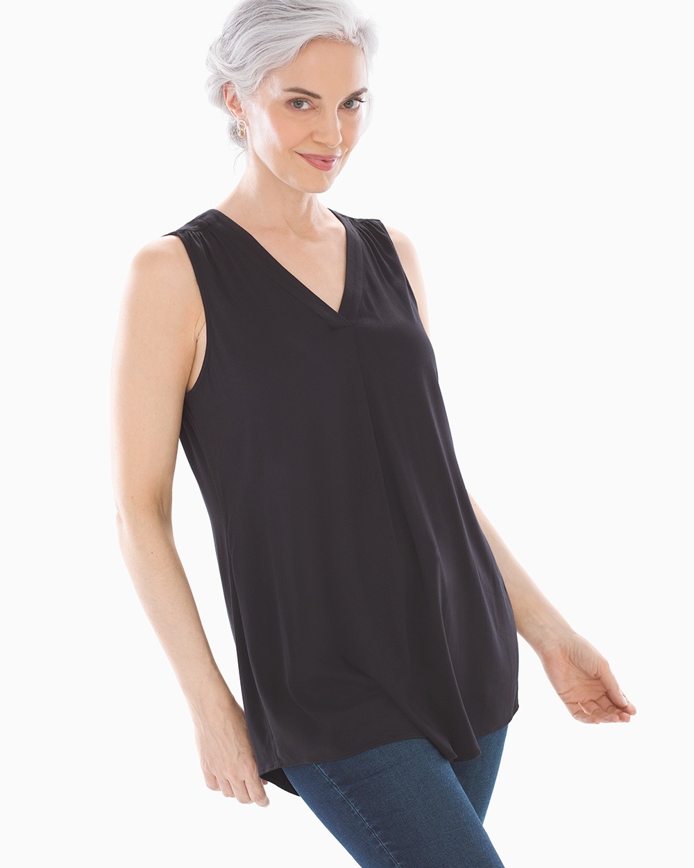 Style Essentials Woven Sleeveless Tunic Black