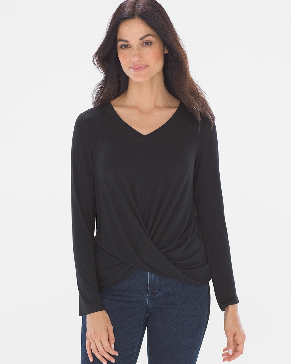 Draped Twist Long Sleeve Top