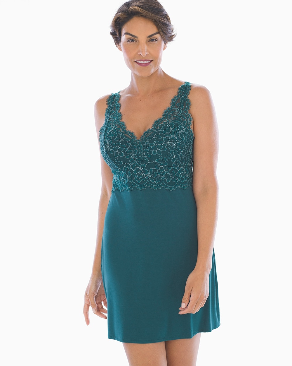 Cool Nights Lurex Lace Sleep Chemise Deep Teal