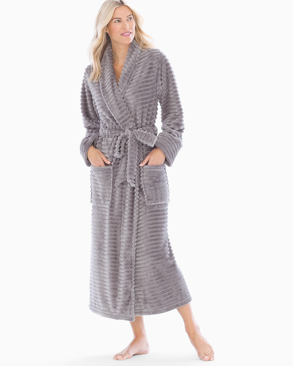 Luxe Textured Long Robe Dove