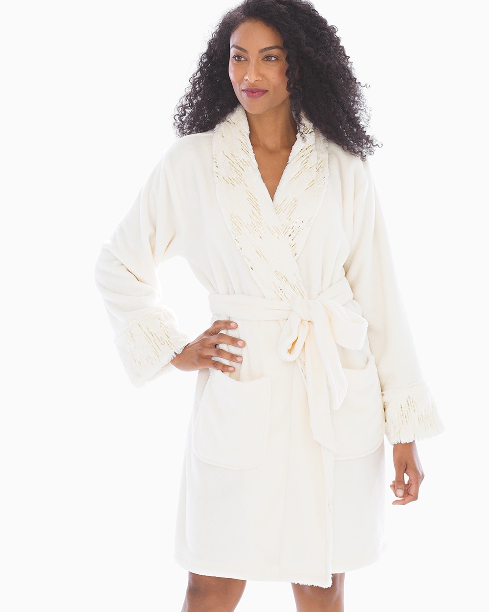 Luxe Sparkle Short Robe Ivory