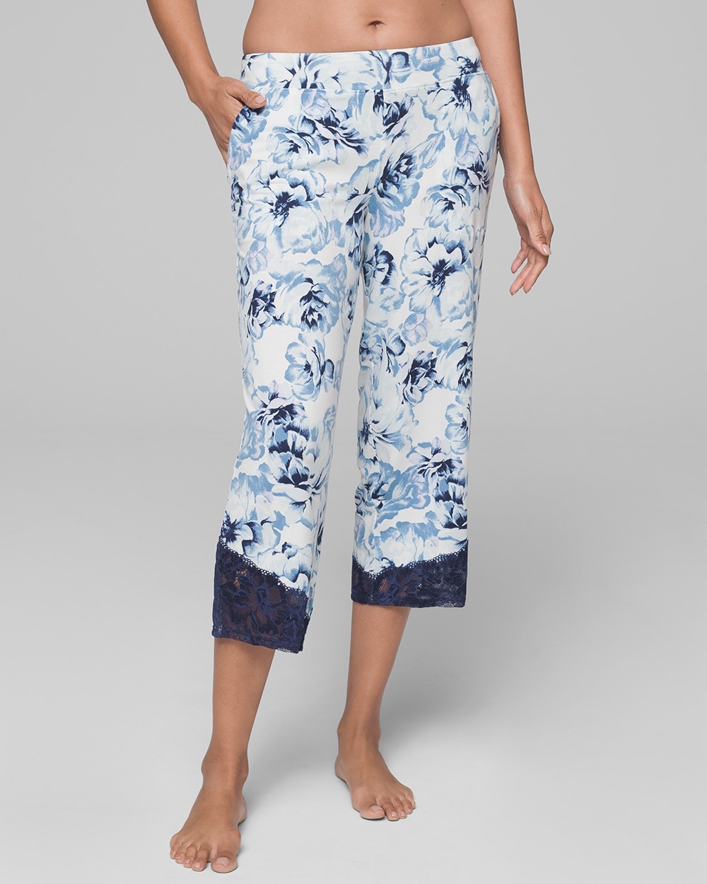 Cool Nights Lace Trim Crop Pajama Pants