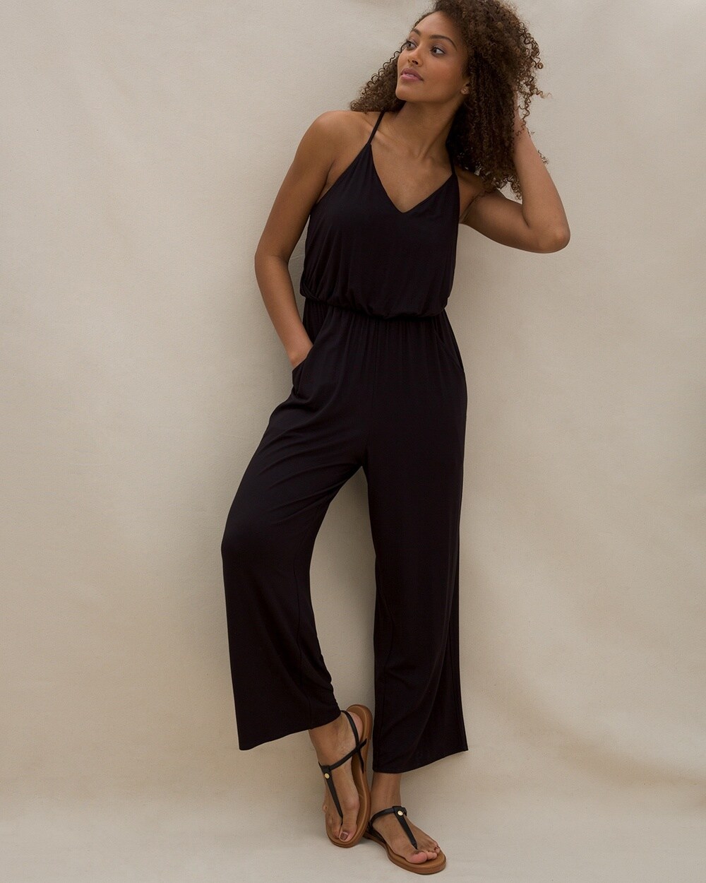 Soft Jersey Halter Crop Bra Jumpsuit - WA