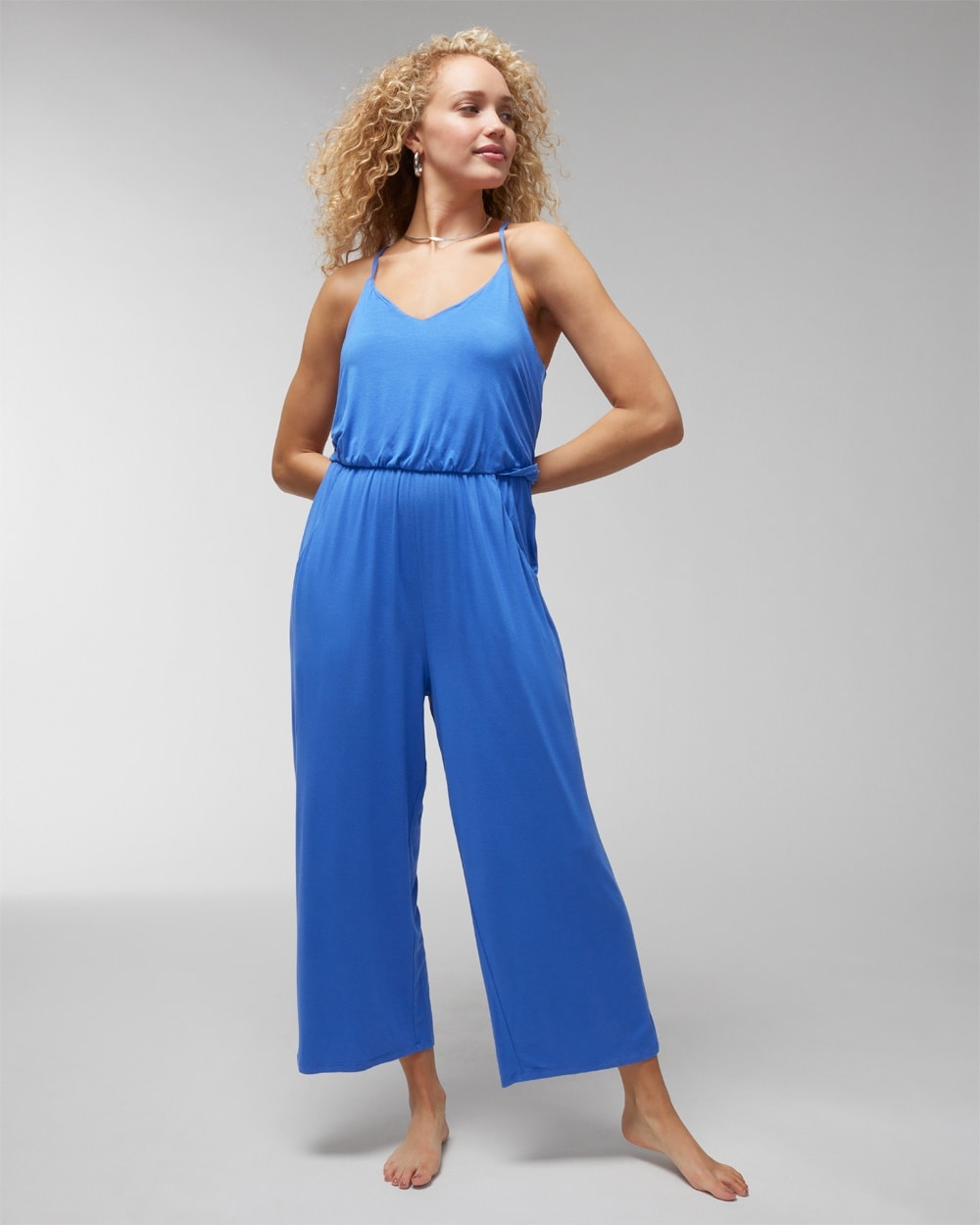 Soft Jersey Halter Crop Bra Jumpsuit - WA