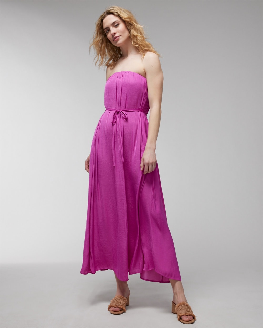 Crinkle Satin Oversized Maxi Bra Dress - WA