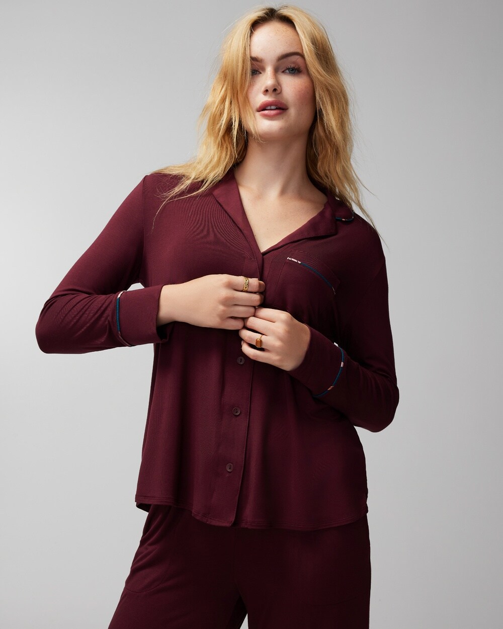 Cool Nights Long-Sleeve Notch Collar Pajama Top
