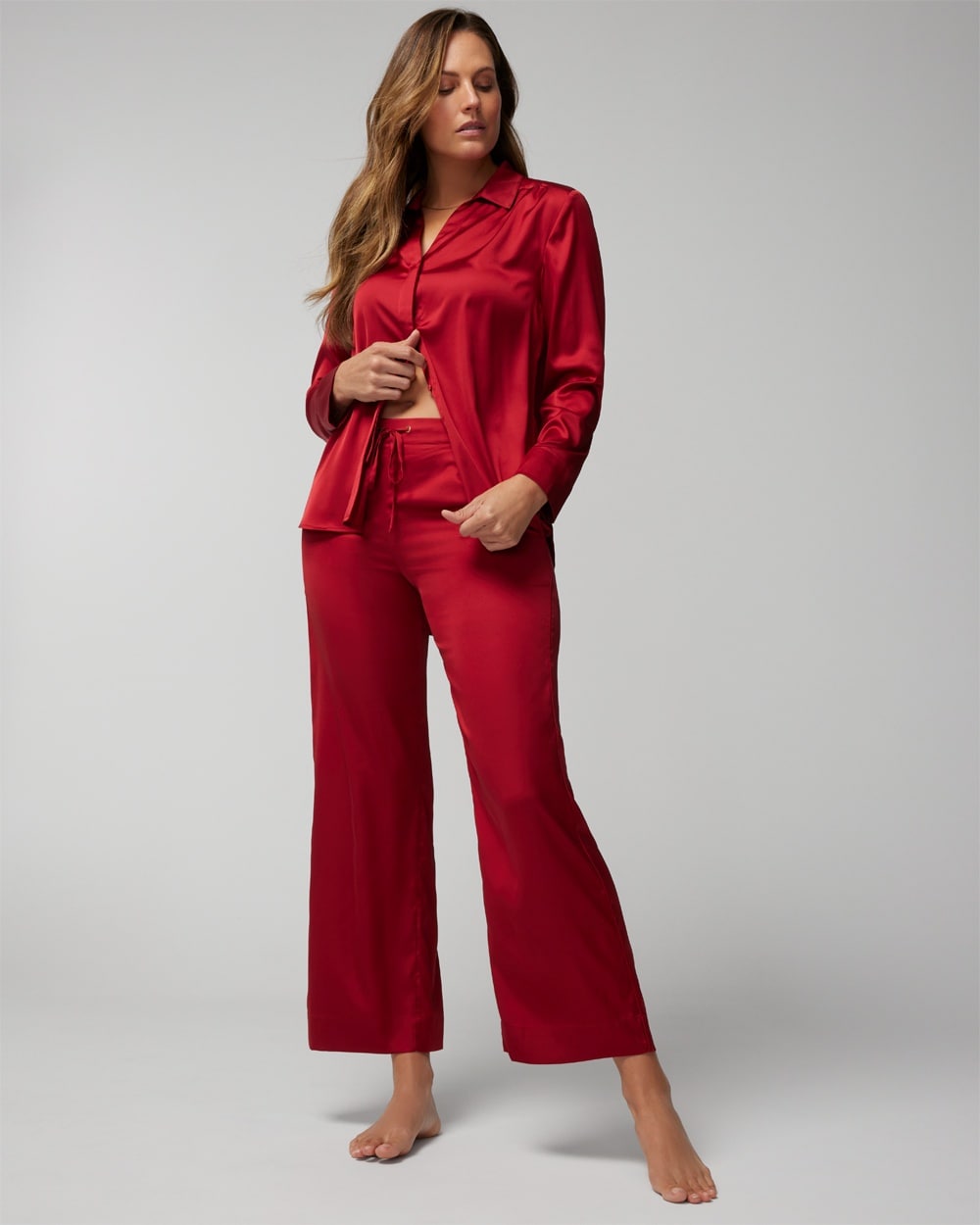 Satin Wide-Leg Pajama Pants