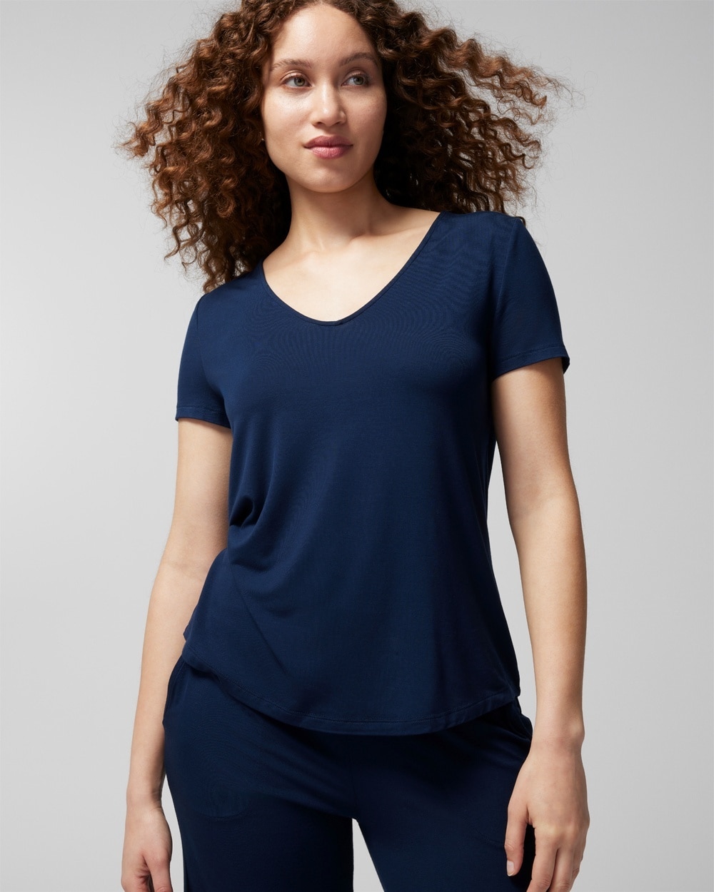 Soma Women's Cool Nights Short Sleeve T-shirt In Navy Blue Size Medium |