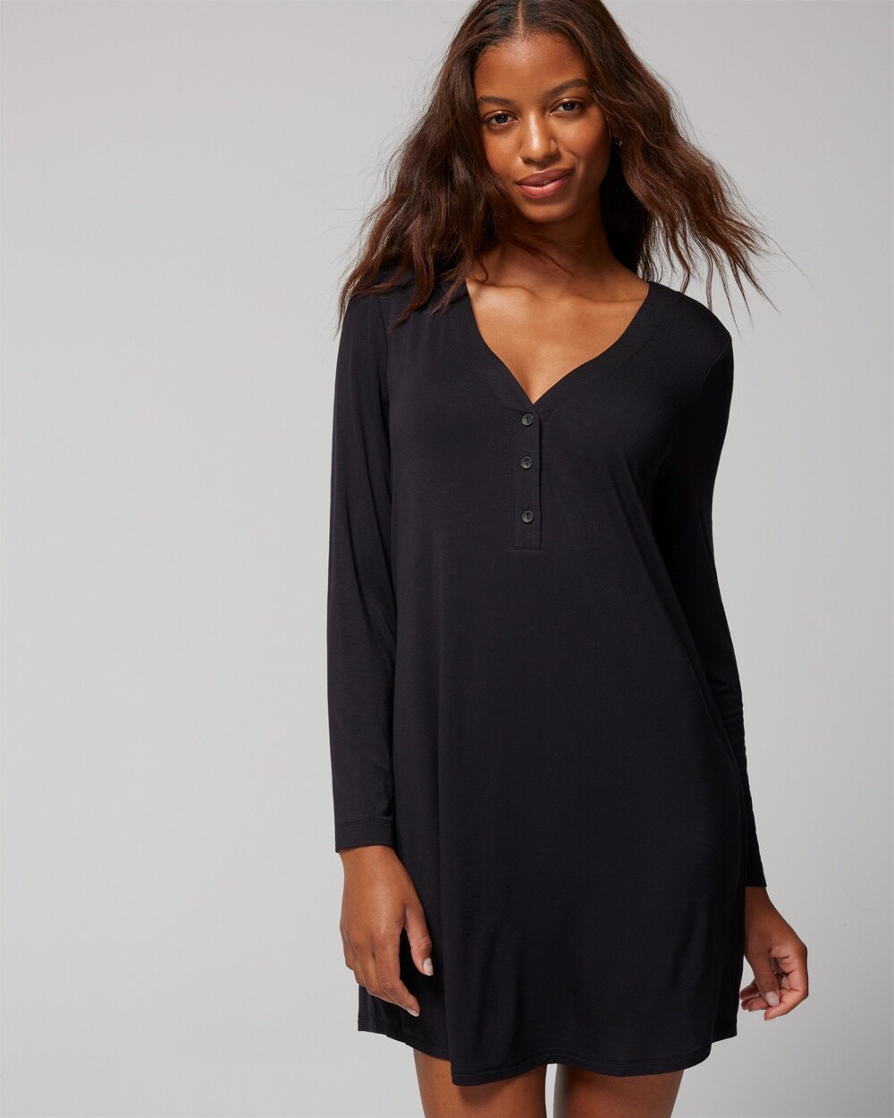 Cool Nights Long-Sleeve Henley Sleepshirt - WA