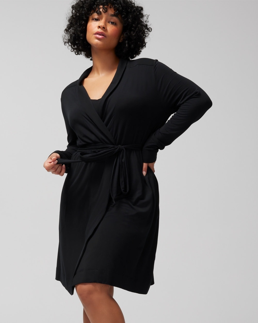 Soma Women's Cool Nights Short Robe In Black Size Small/medium |