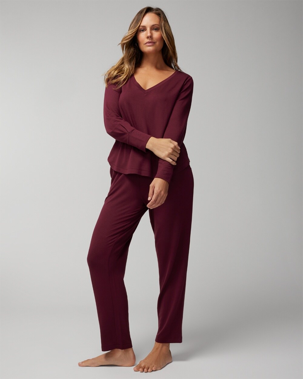 Sunday Long-Sleeve V-Neck Set - WA