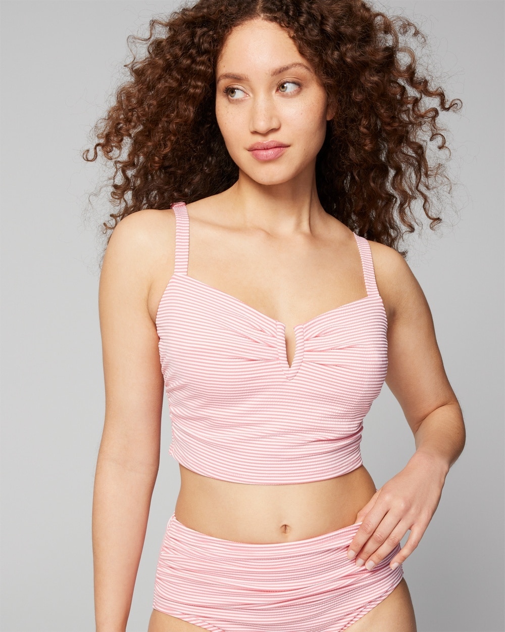 Soma Swim Seersucker V-Wire Cropped Bikini - WA