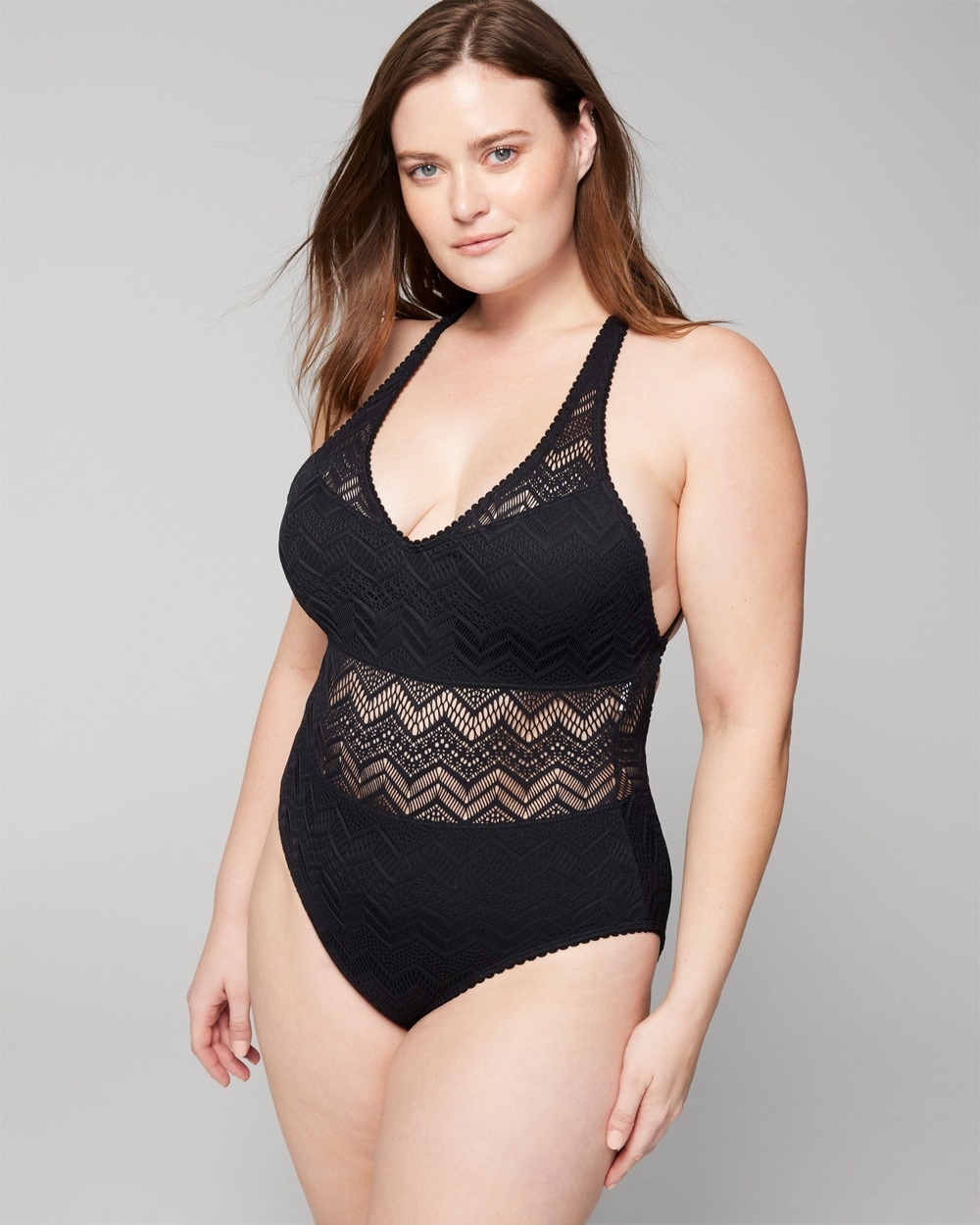 Soma Women's Crochet One-piece Swimsuit In Black Size 6 |