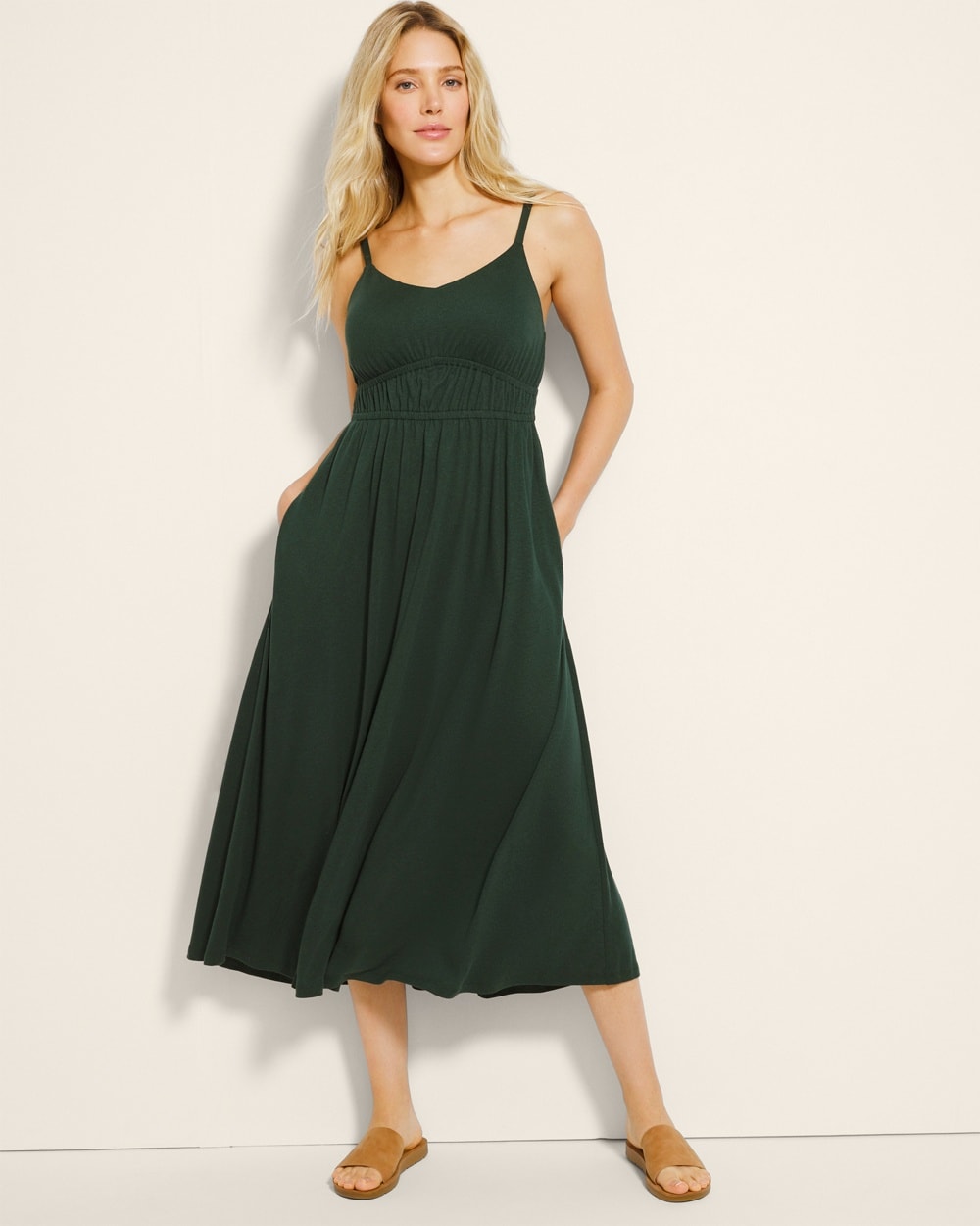 Linen Jersey Empire Midi Bra Dress - WA