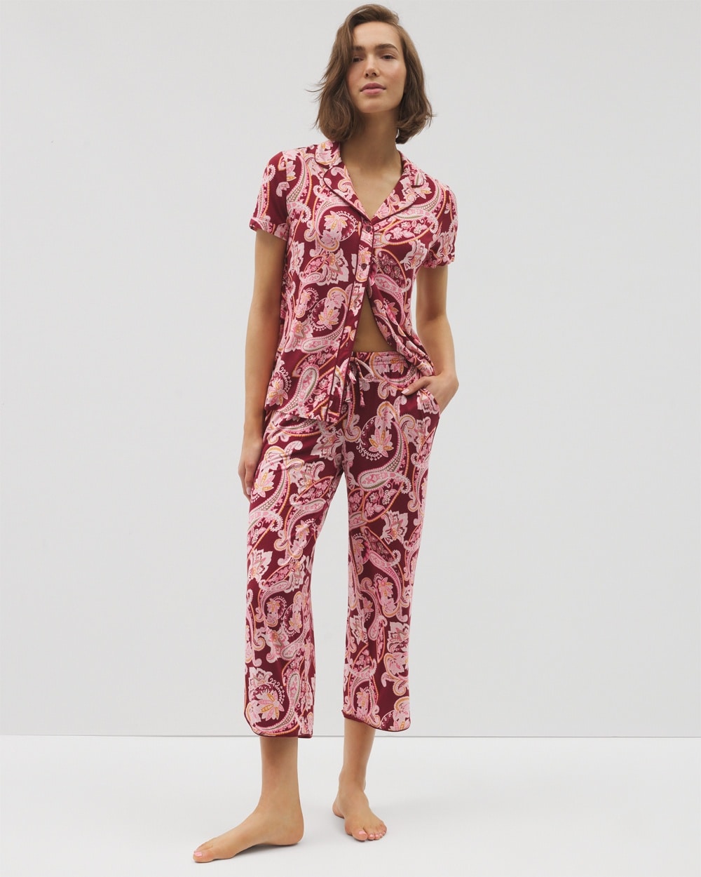 Cool Nights Piped Crop Pajama Pants