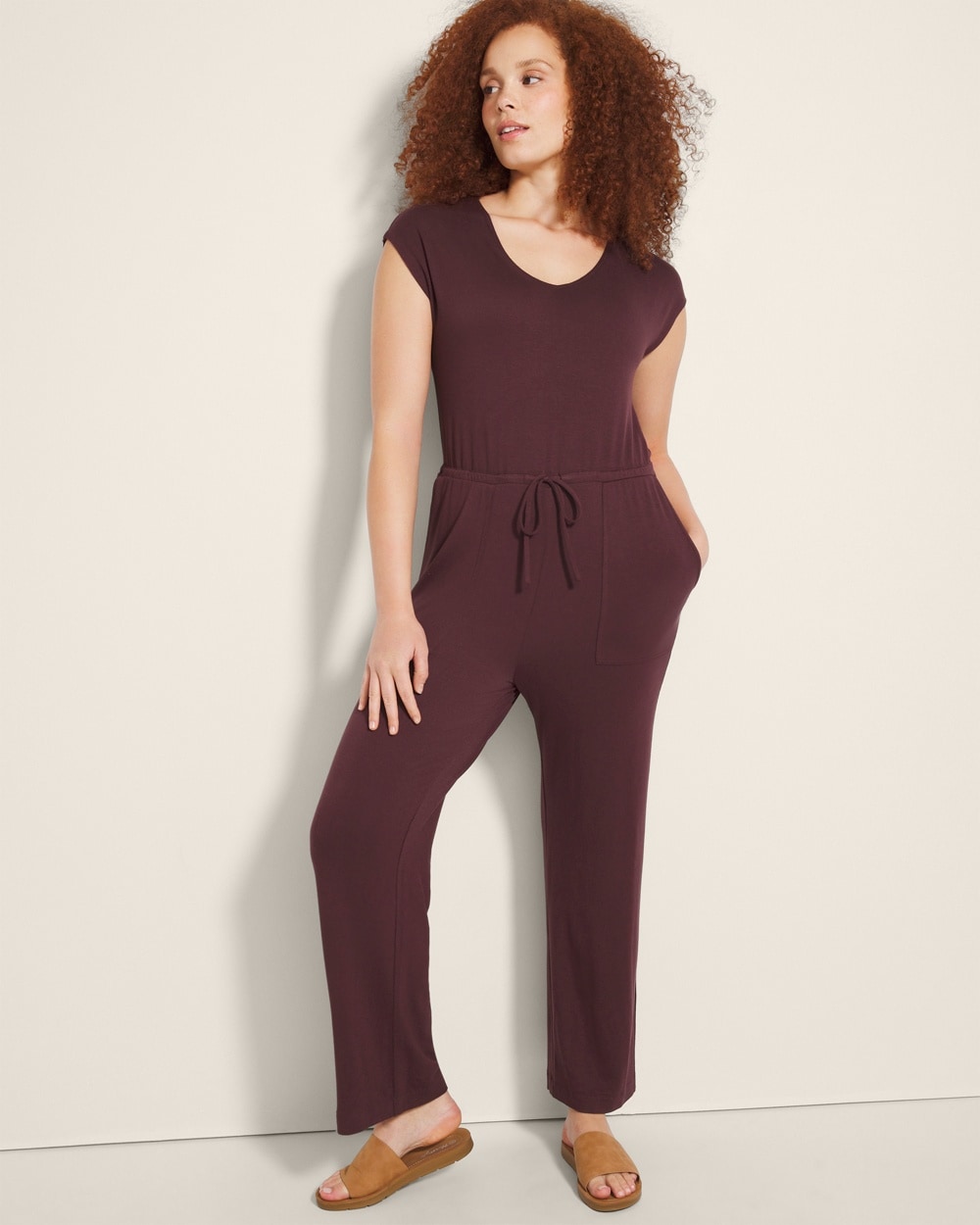 French Terry Wide-Leg Jumpsuit - WA