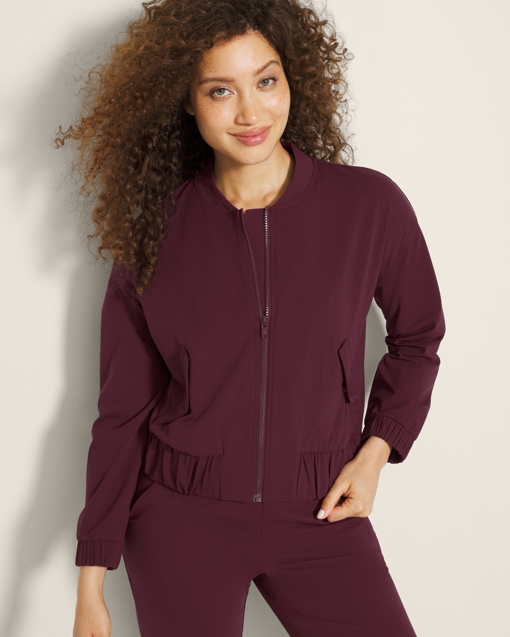 Tech Knit Cropped Bomber Jacket - WA