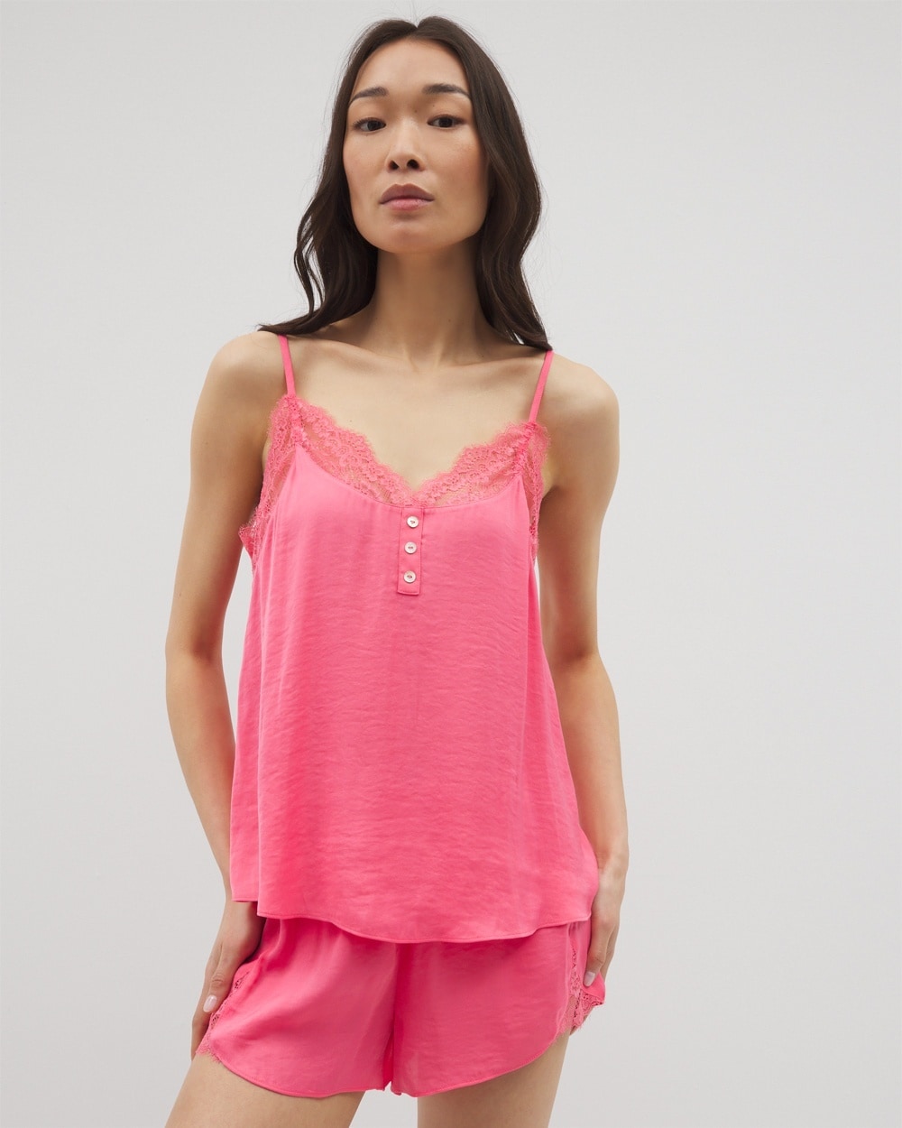 Crinkle Satin Lace Trim Cami