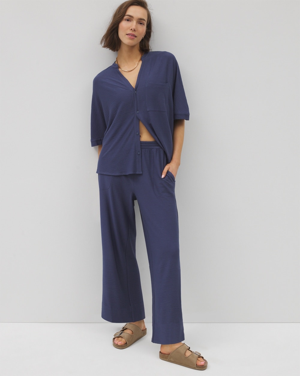 24/7 Crinkle Knit Wide Leg Pant