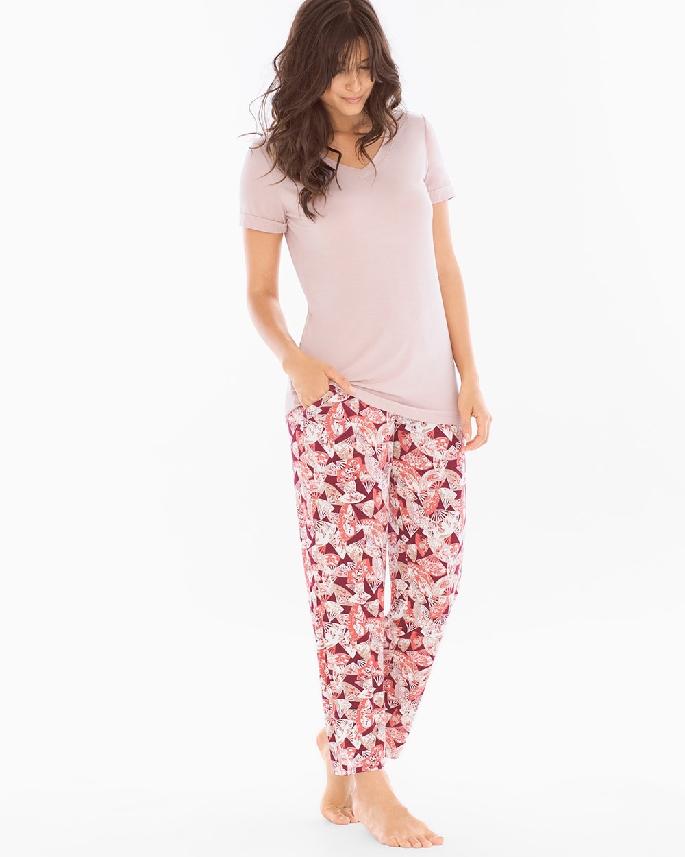 Cool Nights Ankle Pants Pajama Set Gracious Fan Vintage Pink