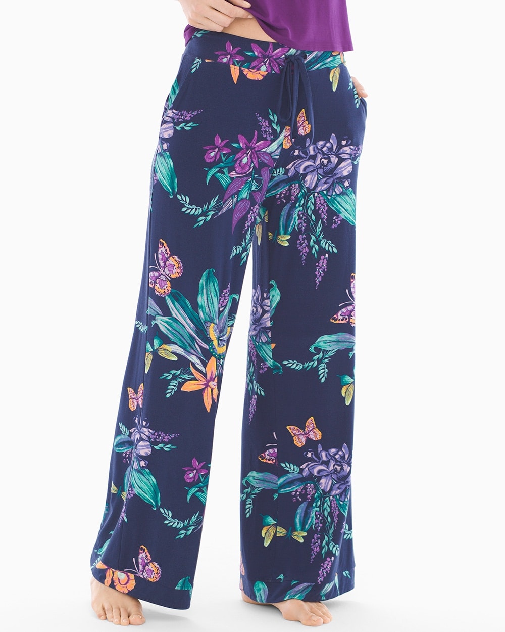 Cool Nights Pajama Pants Exotic Floral Navy