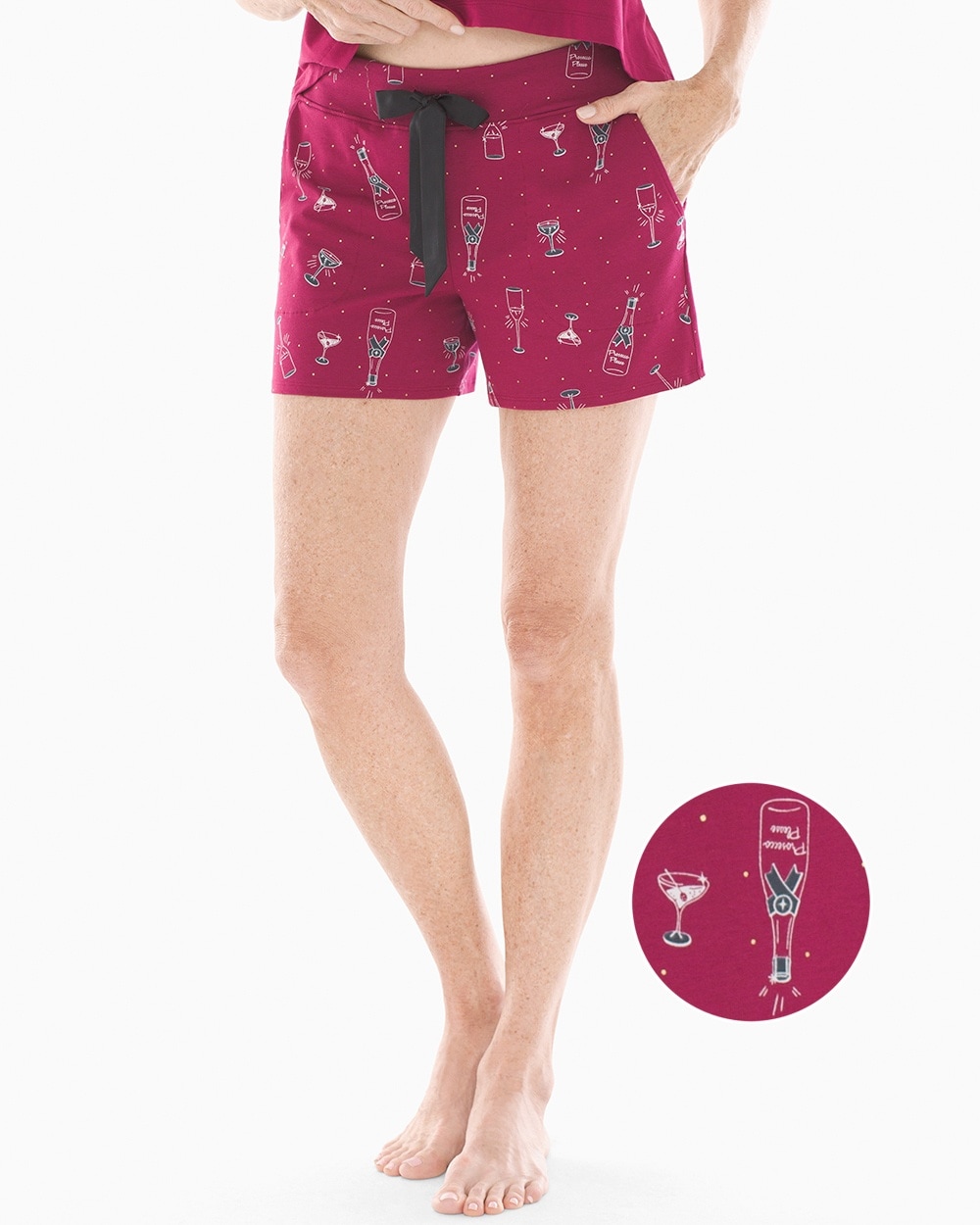 Embraceable Pajama Shorts Prosecco Please Cranberry
