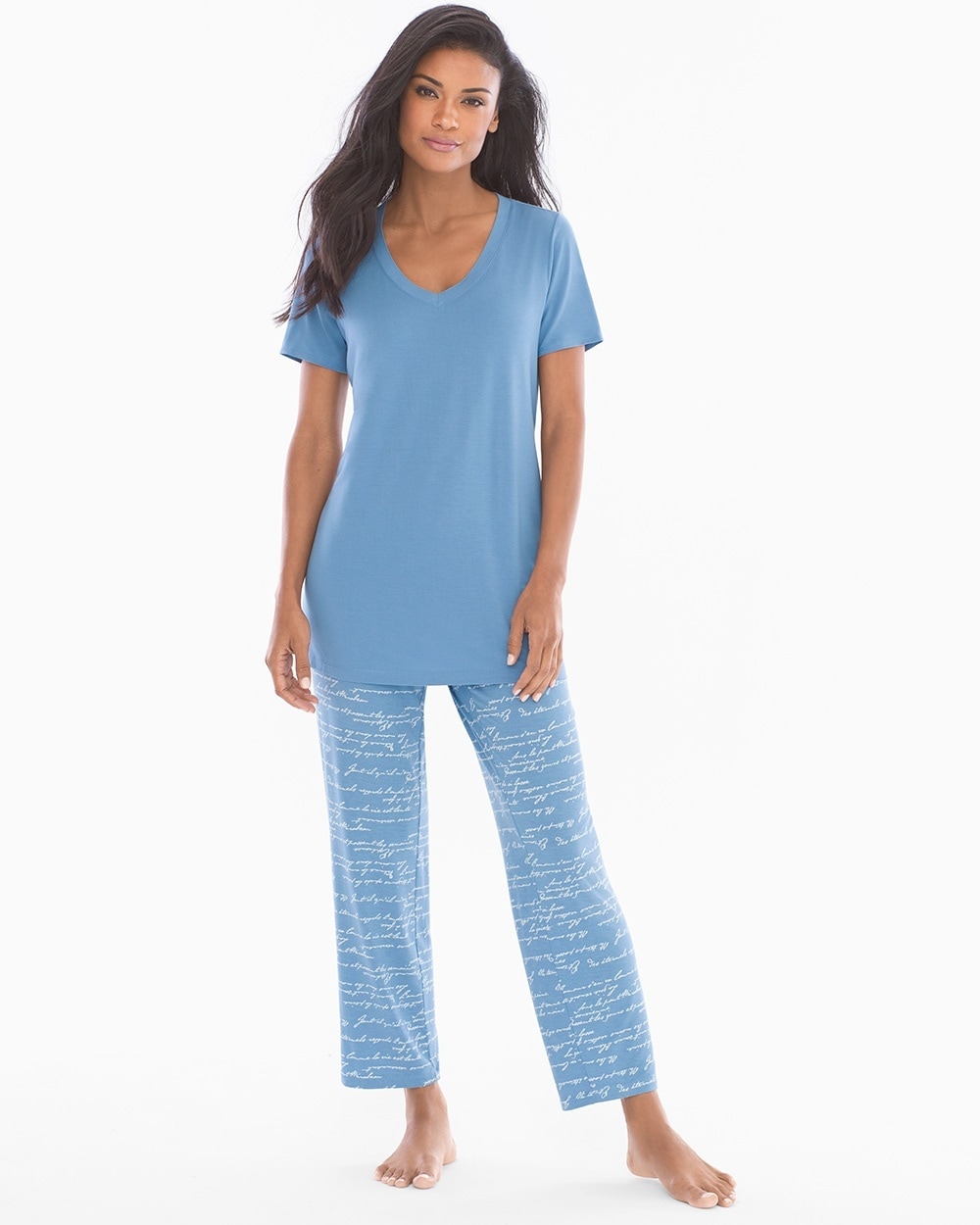 Cool Nights Short Sleeve-Ankle Pants Pajama Set